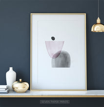 Load image into Gallery viewer, Golden-Framed Pink and Gray Abstract Wall Art