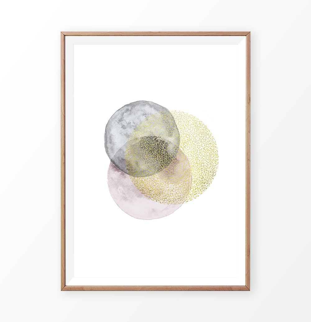 Gold, Gray, and Pink Rounds Painting Poster