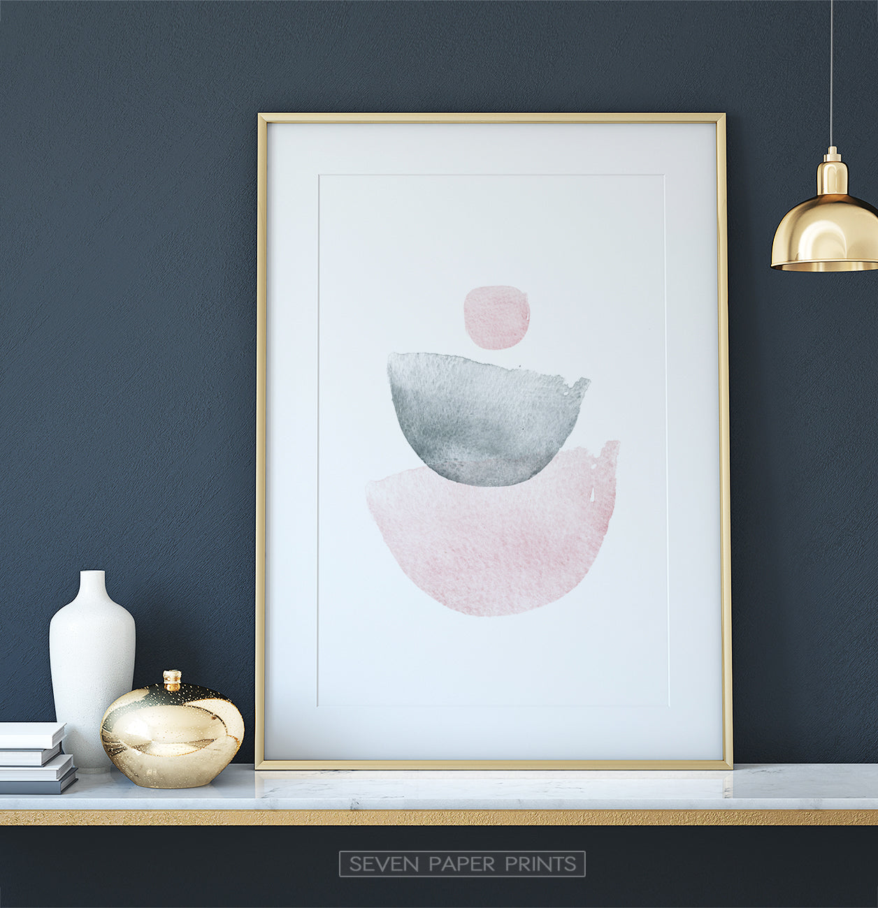 Pink And Gray Semicircle-Like Abstract Wall Art