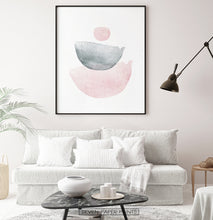 Load image into Gallery viewer, Pink And Gray Semicircle-Like Abstract Wall Art