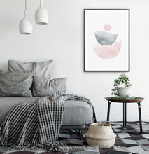 Load image into Gallery viewer, Pink And Gray Semicircle-Like Abstract Wall Art