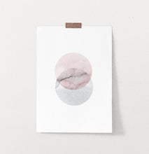 Load image into Gallery viewer, Abstract Wall Art With Two Circles in Pink And Gray Colors