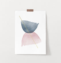 Load image into Gallery viewer, Blue and Pink Symmetrical Smears With a Golden Line Wall Decor