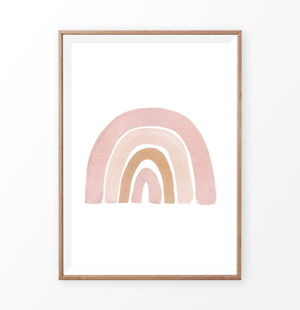 Boho Pink Beige Terracotta Gouache Rainbow Poster