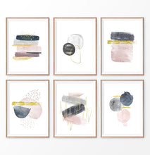 Load image into Gallery viewer, Abstract brush art set, Mid-century painting prints. 6 piece wall art