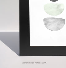 Load image into Gallery viewer, Green-Gray Scandinavian Abstract Moon Art. Set of 3 Framed Prints
