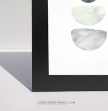 Load image into Gallery viewer, Green-Gray Scandinavian Abstract Moon Art. Set of 3 Framed Prints