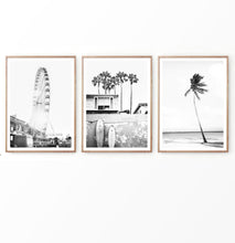 Load image into Gallery viewer, Ferris wheel and Beach Landscape with Surf Boards Set of 3 Prints