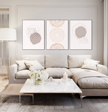 Load image into Gallery viewer, Mid Century Line Art Set of 3, Brown Pink Abstract Wall Art Set