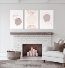 Load image into Gallery viewer, Mid Century Line Art Set of 3, Brown Pink Abstract Wall Art Set