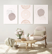 Load image into Gallery viewer, Neutral Color Abstract Art Set of 3 Prints in White frames