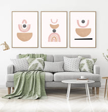Load image into Gallery viewer, Terracotta Color Abstract Set of 3 Prints, Neutral Color Geometric Wall Art Set