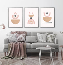 Load image into Gallery viewer, Terracotta Color Abstract Set of 3 Prints, Neutral Color Geometric Wall Art Set