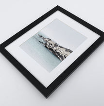 Load image into Gallery viewer, A white shore of the ocean photo in a black frame