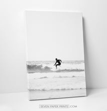 Load image into Gallery viewer, Black and white 3 piece surfing canvas prints #270