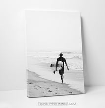 Load image into Gallery viewer, Black and white 3 piece surfing canvas prints #270