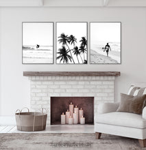 Load image into Gallery viewer, Black and White Tropical Beach Set of 3 Prints