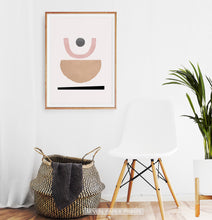 Load image into Gallery viewer, Brown Pink Abstract Wall Art, Sun and Moon Poster