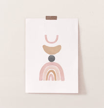 Load image into Gallery viewer, Rainbow, Sun and Moon Watercolor Art, Neutral Color Poster
