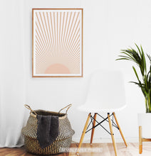 Load image into Gallery viewer, Boho Decor Abstract Sun Art Print, Neutral Color Art Print