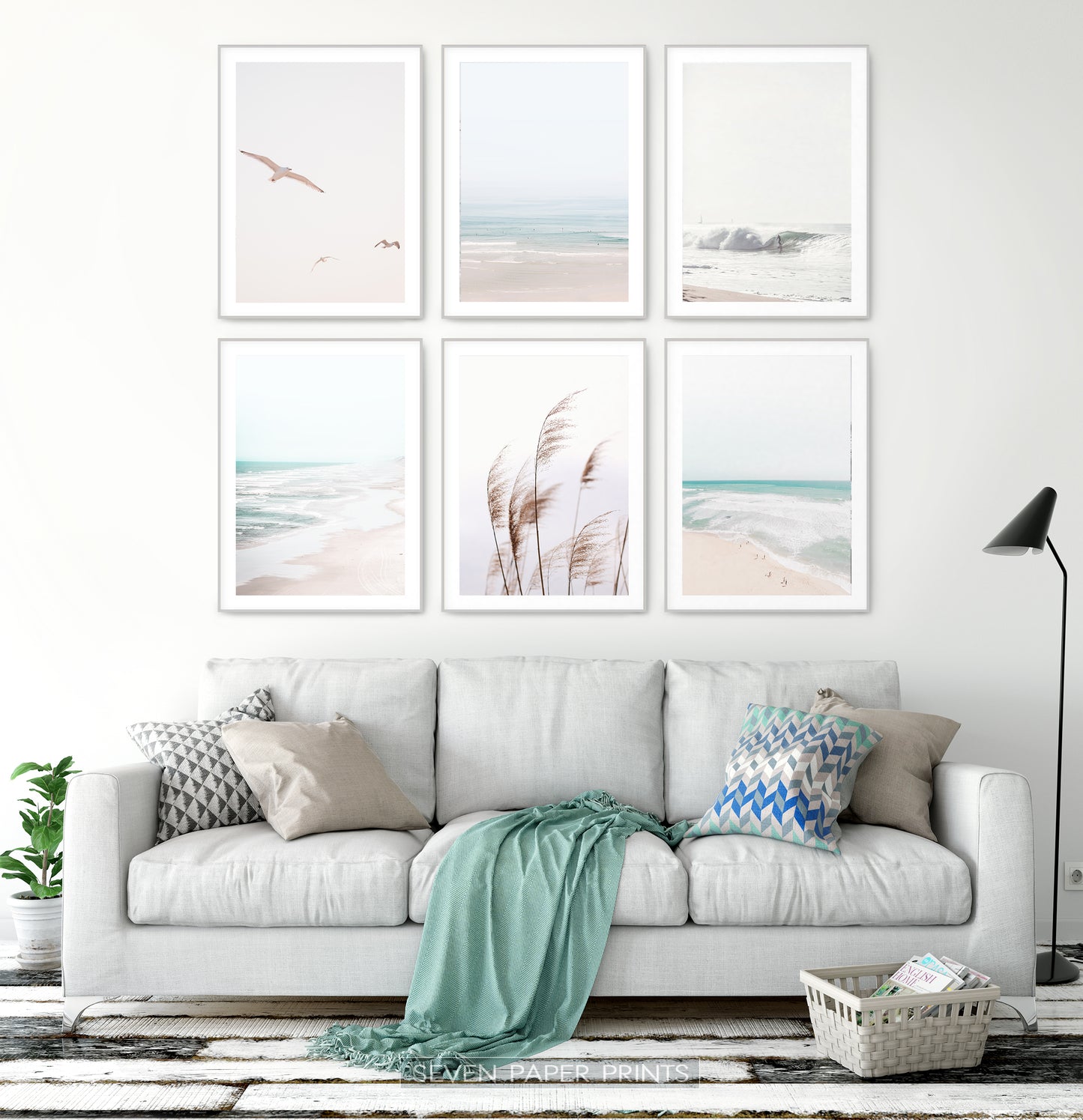 Pastel Beach Decor Set of Six Prints