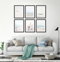 Load image into Gallery viewer, Beige Ocean Print Set - Framed. Waves, Seagulls, Reed