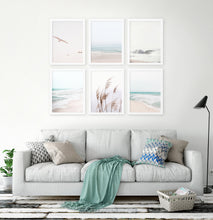 Load image into Gallery viewer, Beige Ocean Print Set - Framed. Waves, Seagulls, Reed