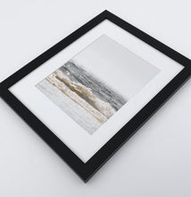 Load image into Gallery viewer, A photo print of sandy ocean shore in natural colors in a black frame