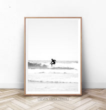 Load image into Gallery viewer, Black and White Surfer Print