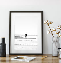Load image into Gallery viewer, Black and White Surfer Print