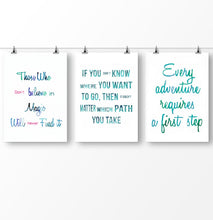Load image into Gallery viewer, Alice in Wonderland Inspirational Quote, Motivational quote, Set of 3 prints, Watercolor lettering
