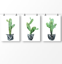 Load image into Gallery viewer, Cactus wall art, Succulent Botanical Print, Triptych wall art, Cactus watercolor, Cactus poster, Botanical Print, 3 Piece Wall Art