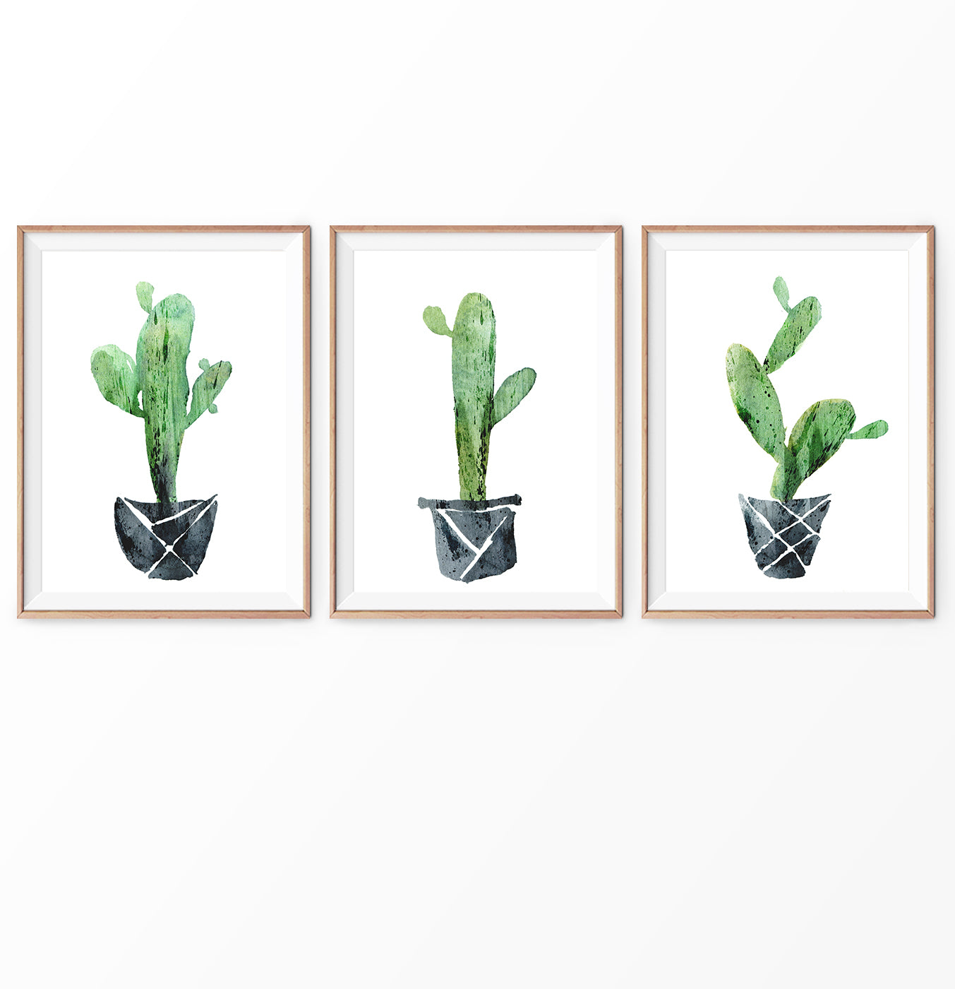 Desert Cactus Set of Three Wall Art | Watercolor Print ISO A2