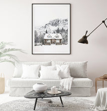 Load image into Gallery viewer, Snowy Village House In Mountains Photography Wall Decor