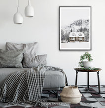 Load image into Gallery viewer, Snowy Village House In Mountains Photography Wall Decor