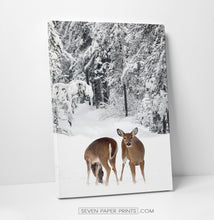 Load image into Gallery viewer, Deers on a snowy spacing canvas photography