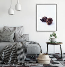 Load image into Gallery viewer, Pine Cones On Snow Macro Photo Wall Art