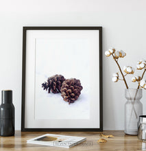 Load image into Gallery viewer, Pine Cones On Snow Macro Photo Wall Art