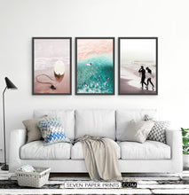 Load image into Gallery viewer, Surfers, Ocean, Beach. Coastal Frames Set of 3