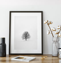 Load image into Gallery viewer, Tree On Snowy Field Black And White Photo Art