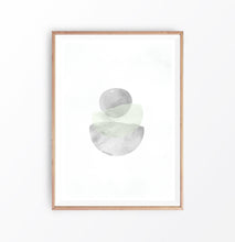 Load image into Gallery viewer, Scandinavian Green Gray Abstract Watercolor Wall Art