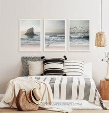 Load image into Gallery viewer, Three framed prints with a stormy ocean landscape 2