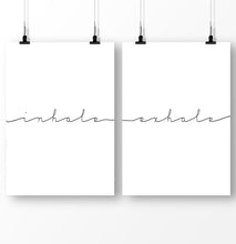 Load image into Gallery viewer, Minimalist wall art, Printable Set of 2 Posters for Pilates Motivation, Yoga Inspirational Simple Quote Wall Art, inhale-exhale text quote