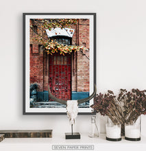 Load image into Gallery viewer, Grunge Red Barred Door In Brick Wall Photography Art