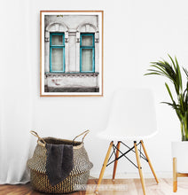 Load image into Gallery viewer, Old Blue Wooden Windows Historical Architecture Art Photo