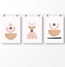 Load image into Gallery viewer, Terracotta Color Abstract Set of 3 Prints, Neutral Color Geometric Wall Art Set