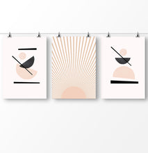 Load image into Gallery viewer, Sun Art in Neutral Soft Colors, Boho Minimalist Wall Art Set of 3