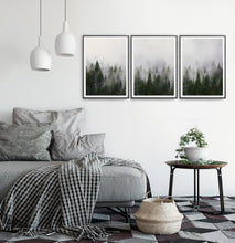 Load image into Gallery viewer, Foggy Trees Nature Landscape Print Art Set of 3