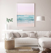 Load image into Gallery viewer, Pink Coastal Wall Art Set of 3 Prints with Ocean Beach Photo