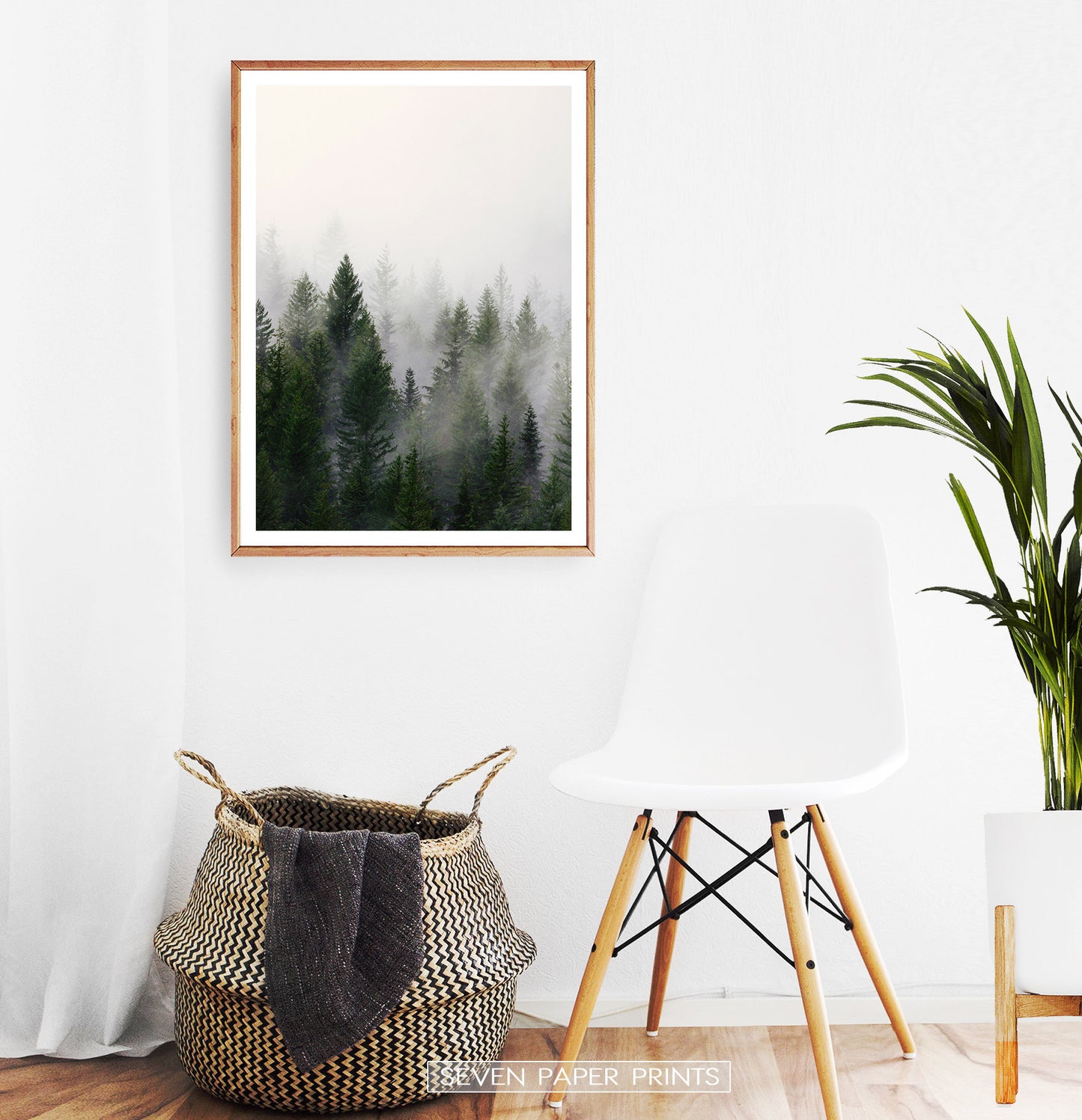 Foggy Trees Nature Landscape Print Art Set of 3